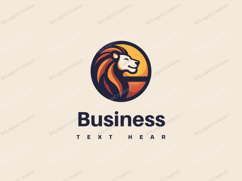 a modern design featuring a stylized lion integrated with an office desk, using a clean and simple approach combined with a harmonious background.