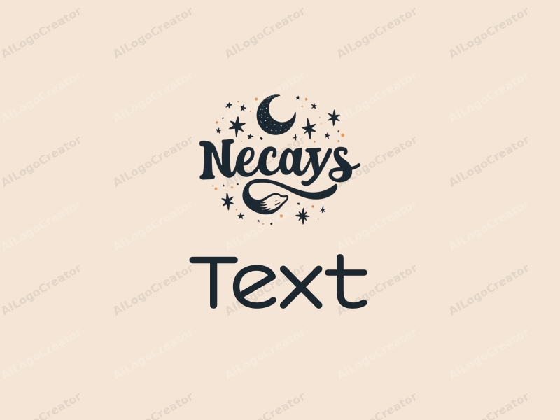 modern design features stylized text and font, accompanied by abstract stars and a crescent moon, combined with a clean background.