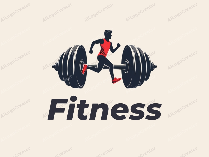 modern design features stylized dumbbells and running figures, combined with a clean background and a harmonious layout.