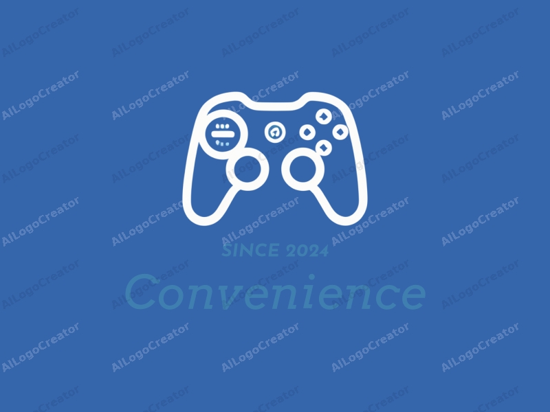 modern design features elements of convenience and practicality, incorporating gaming and coding motifs, with a clean blue background.