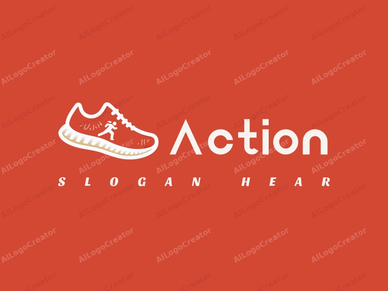 playful design features dynamic running shoes, jumping figures, and a vibrant red color scheme combined with a clean background.