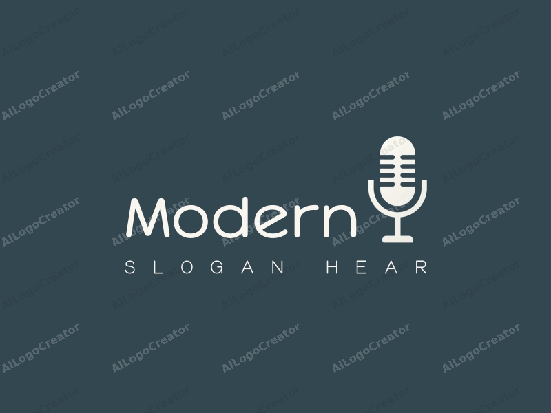 minimalist design features a stylized microphone and television, combined with a modern design approach and a clean background.