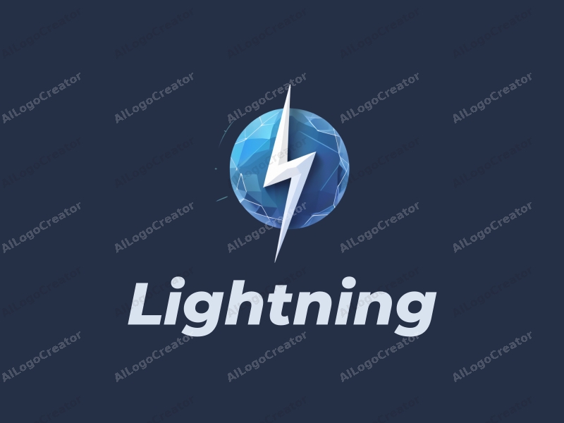 geometric design features a stylized lightning bolt, an electric current motif, and an electric sphere, combined with a clean background.