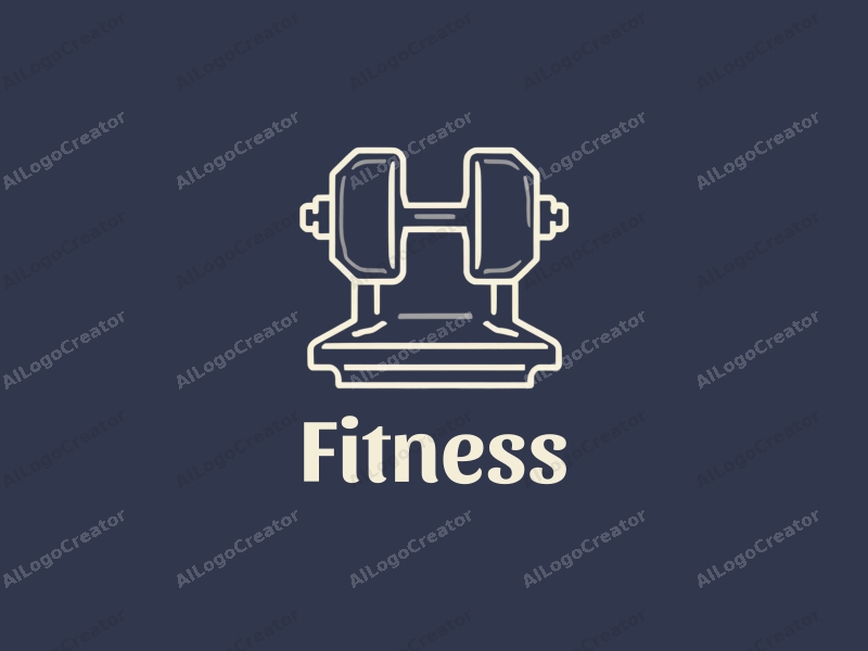 modern design features stylized dumbbells and a treadmill, combined with a clean background and a focus on fitness and movement.