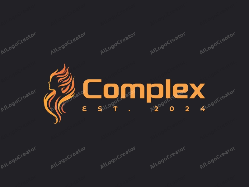 a modern minimalist design featuring a stylized girl intertwined with intricate flames, using a black color palette, creating a harmonious and clean composition.