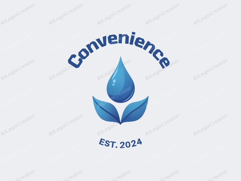 a modern design featuring a water droplet and a leaf, symbolizing convenience and practicality, combined with a clean background.