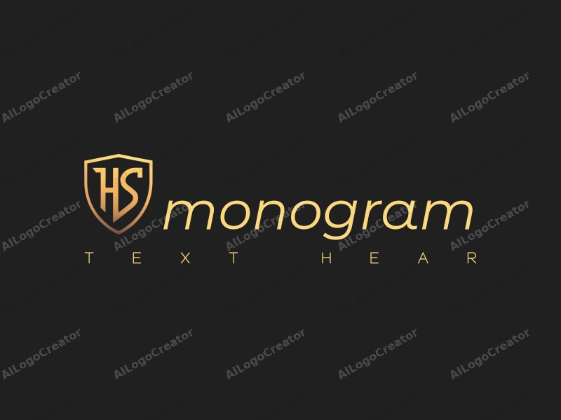 a modern design featuring stylized letters integrated into a vector shield shape, emphasizing simplicity and elegance with a clean black background.