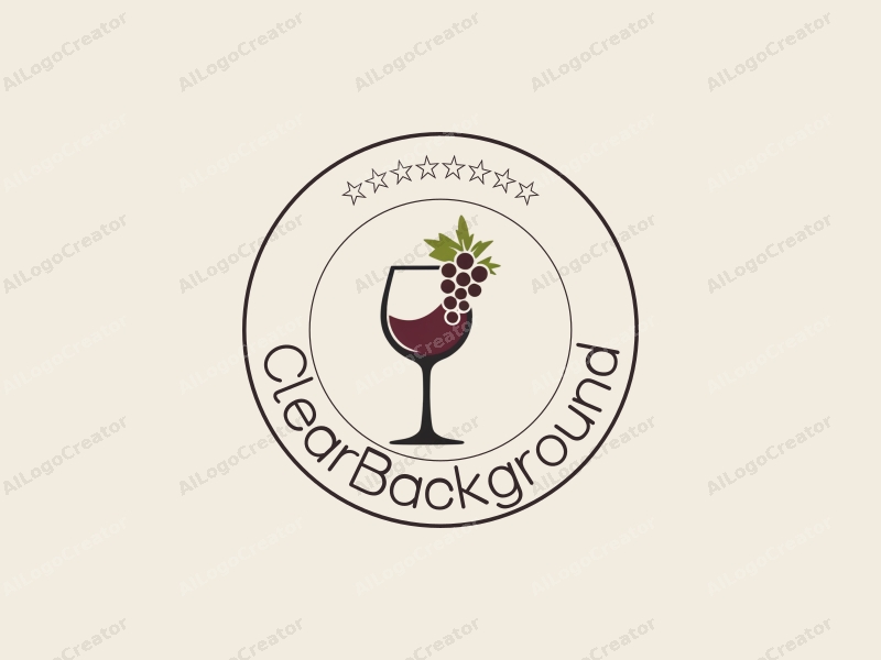 minimalist design features a transparent background, a clear silhouette of a wine glass, and stylized grapes, combined with a clean and simple composition.