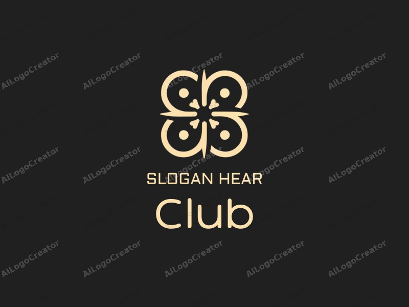 modern design features a stylized club icon, interconnected lines symbolizing social interaction, and a clean black background.