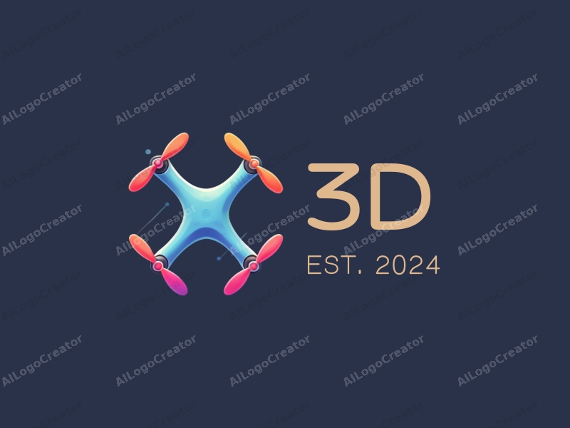 a modern design featuring colorful 3D dynamic elements, incorporating a stylized drone and photography motifs, combined with a clean background.