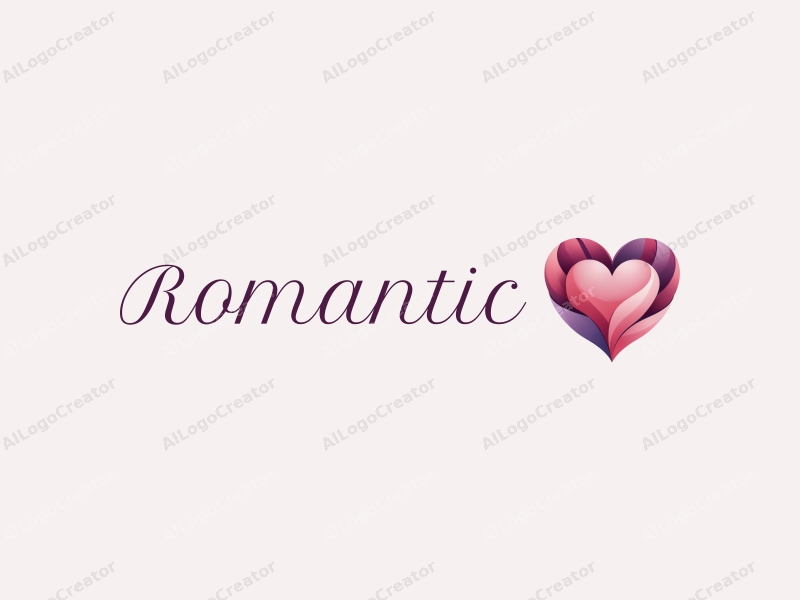 playful design features a heart shape intertwined with flower petals, using a pink and purple color palette, combined with a clean background.