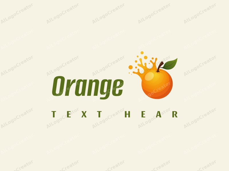 a modern design featuring a stylized orange and a splash of orange juice, combined with a fresh and clean background.