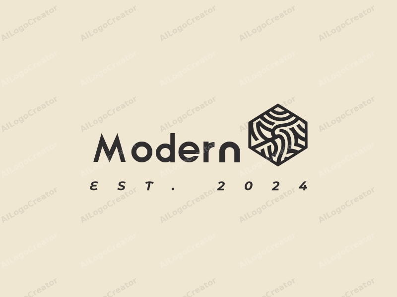 minimalist design features a stylized cube with intricate patterns, combined with a clean background and an innovative tag style.