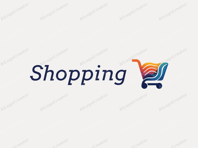 a modern design featuring a colorful shopping cart intertwined with wave patterns, creating a dynamic and vibrant composition against a clean background.