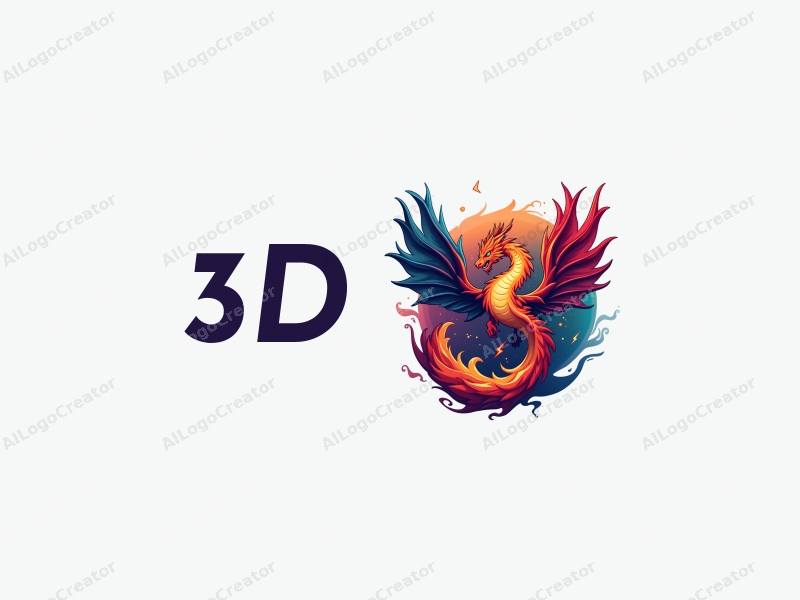 a modern design featuring 3D dynamic elements, dragon wings, and lightning, combined with a colorful background that enhances the sense of movement and energy.