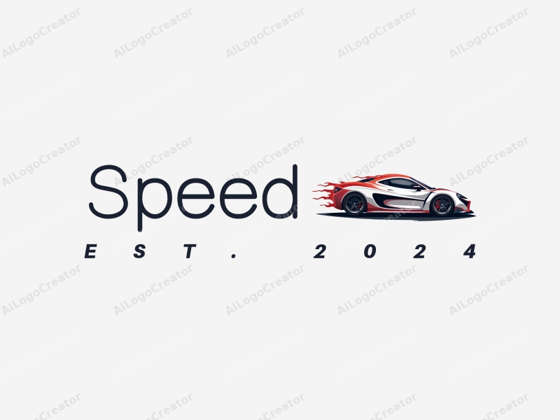 a modern design featuring dynamic lines representing speed, a stylized racing car silhouette, and an abstract engine shape, combined with a clean background.