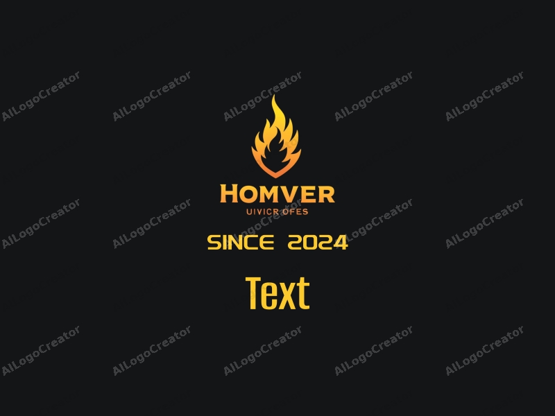 modern design features bold typography, a stylized flame integrated with a shield, combined with a clean black background.