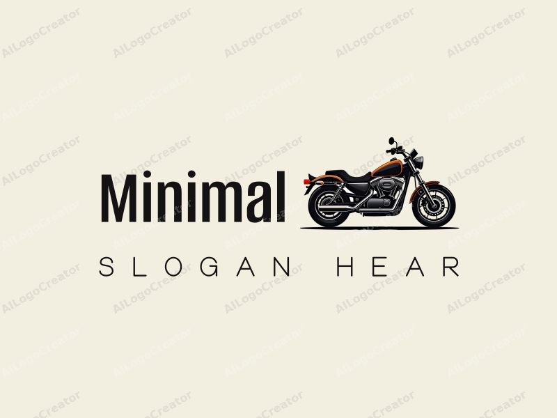 minimalist design features stylized motorcycle components, a clean and simple layout, combined with a tag style approach and a monochromatic color scheme.