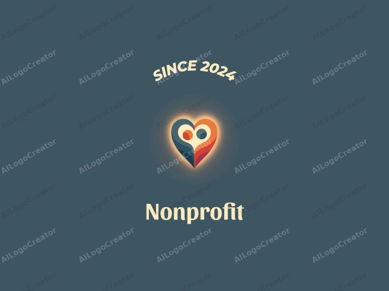 modern design features a stylized heart symbol intertwined with a volunteer figure, illuminated by soft light, combined with a clean background.