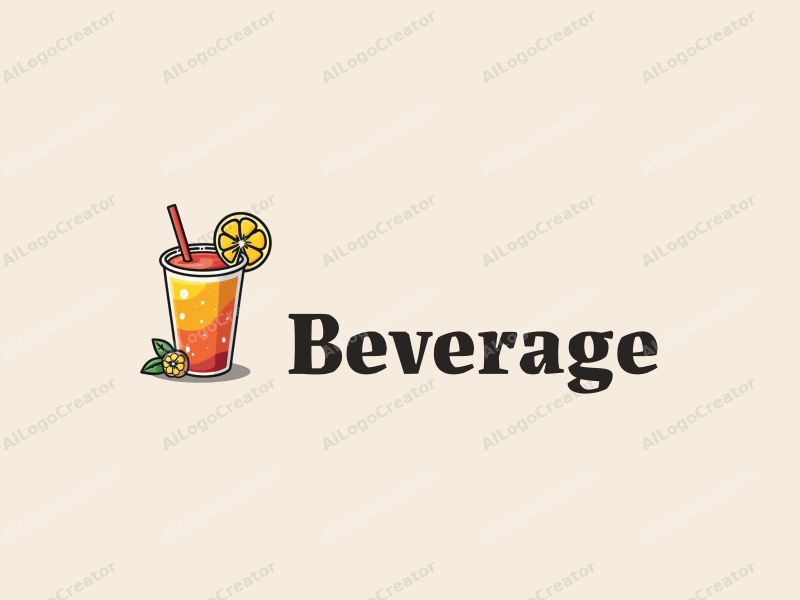 a modern design featuring a colorful cup filled with juice, incorporating various beverage elements, with a clean and harmonious background.