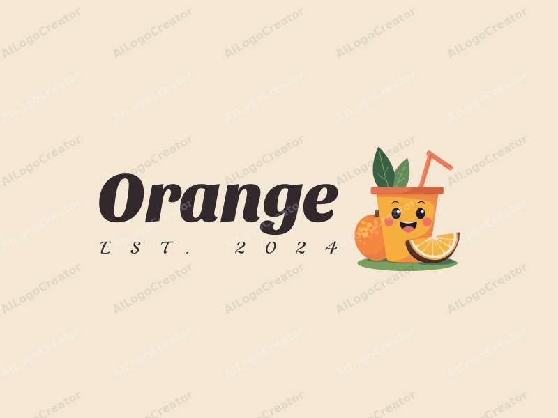 playful design features a vibrant orange, a stylized juice cup, and a cheerful composition combined with a clean background.