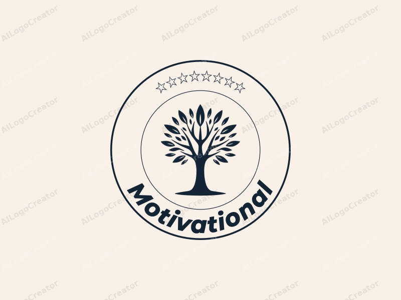 modern design features a stylized tree with rays of light emanating from it, symbolizing motivation and encouragement, combined with a clean background.