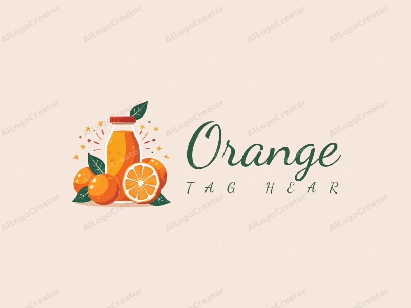 playful design features a vibrant orange, stylized juice bottle, fresh orange slices, and a cheerful composition combined with a clean background.