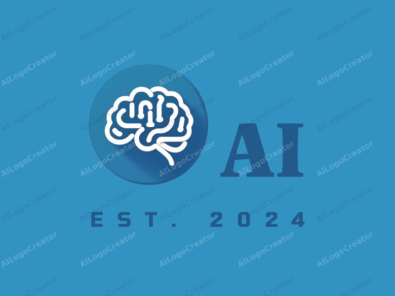 a modern design featuring abstract representations of intelligence and algorithms, incorporating elements of wisdom and creativity, with a clean blue background.