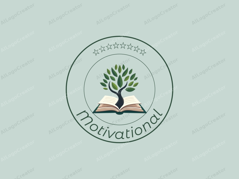 modern design features a stylized tree intertwined with open books, symbolizing growth and knowledge, combined with a clean background that evokes a sense of motivation and inspiration.