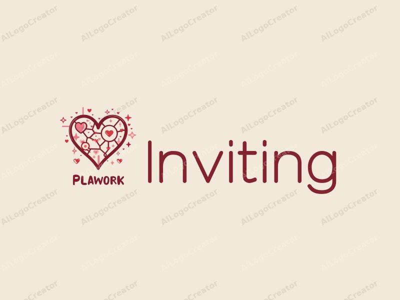 playful design features a heart shape intertwined with network elements, symbolizing connection and warmth, combined with inviting text elements in a clean background.