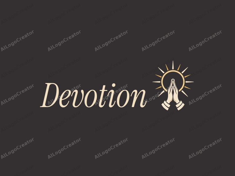 vintage design features a stylized halo above a pair of hands in a prayer position, combined with golden accents and a clean background.