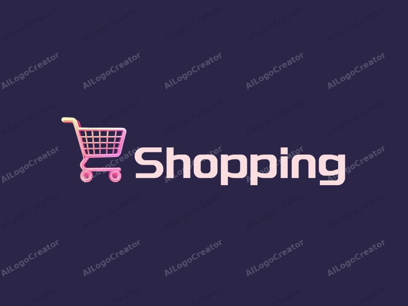 a modern design featuring a colorful shopping cart illuminated by vibrant mall lights, combined with a clean background and a harmonious composition.