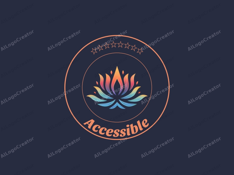 modern design features accessibility elements, a stylized lotus flower, and flowing waves combined with a clean background.