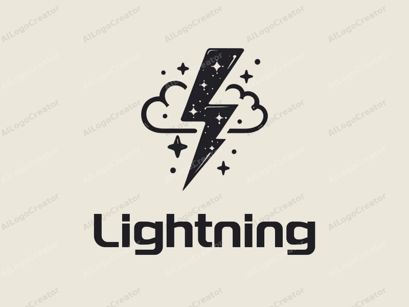 abstract design features dynamic lightning bolts, stylized thunderclouds, and a modern aesthetic combined with a clean background.