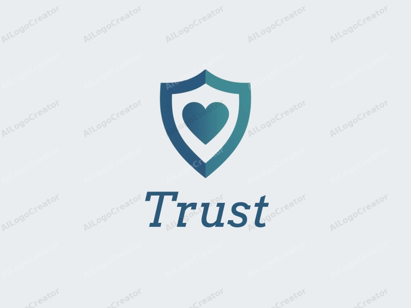 a modern design featuring a stylized shield and heart, symbolizing trust and safety, combined with a clean background in blue and green tones.