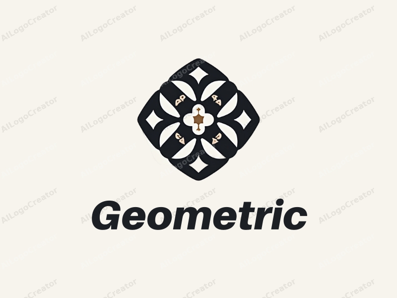 geometric design features a harmonious combination of squares and circles, incorporating stylized typography and icons, with a clean and minimalistic background.