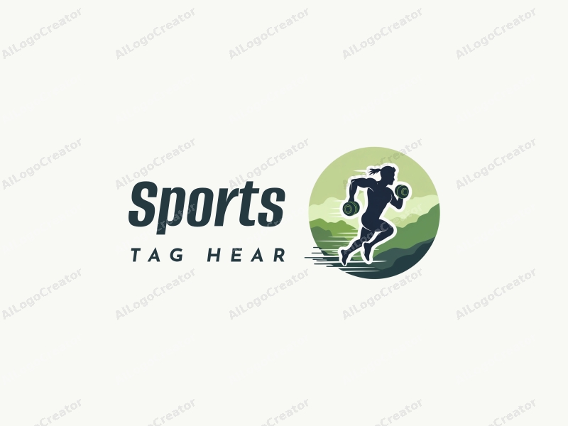 modern design features a stylized runner in motion, a pair of dumbbells, and a clean background with green accents, emphasizing energy and vitality.