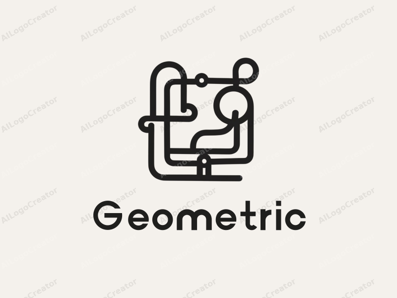 geometric design features a combination of square and circular shapes, incorporating elements of a desktop and a notebook, with a clean black and white color scheme.