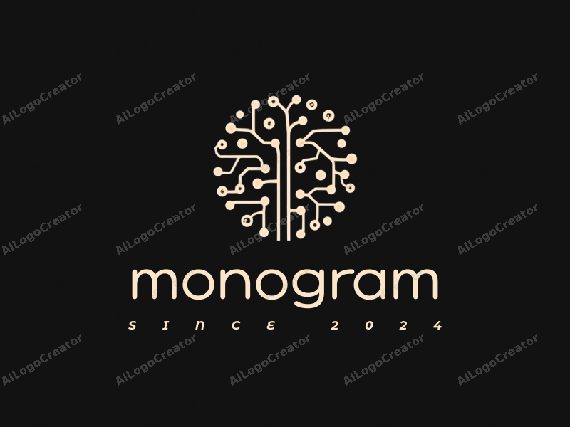 a modern minimalist design featuring stylized letters and a mind map concept, combined with a clean black background.