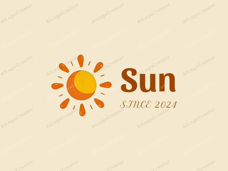 playful design features a stylized sun with rays of light radiating outward, incorporating warm elements that evoke a sense of joy and positivity, combined with a clean background.