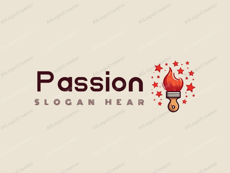 playful design features vibrant red stars and a stylized paintbrush, combined with a clean background to evoke passion and enthusiasm in the context of art and education.