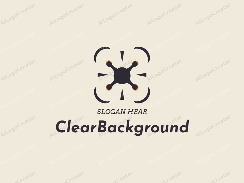 minimalist design features a stylized drone silhouette emitting light beams, combined with a clean and transparent background.