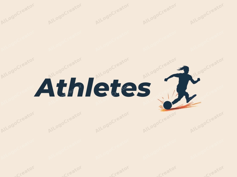 modern design features a dynamic athlete in motion, a stylized representation of a player on a sports field, combined with a clean background and a focus on simplicity and abstraction.