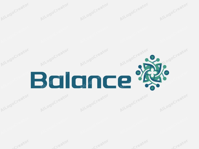 a modern design featuring elements of balance and harmony, intertwined with network and competition motifs, using a blue and green color palette, combined with a clean and simple background.