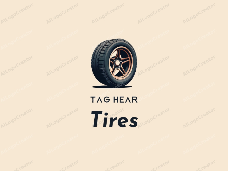 modern design features a stylized tire and car tire silhouette, incorporating elements of rubber and power, combined with a clean background.