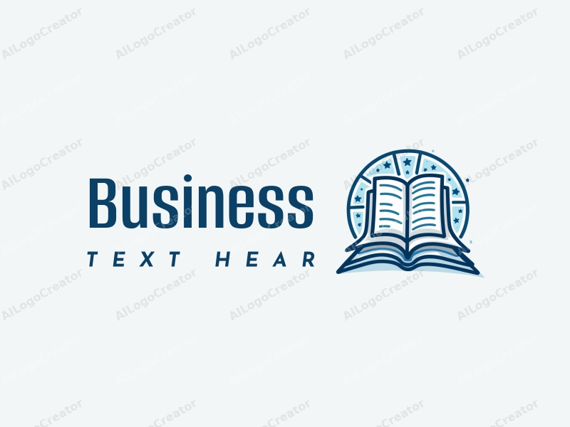 a modern design featuring elements of business and office, incorporating books and education symbols, with a clean and simple layout in blue tones.