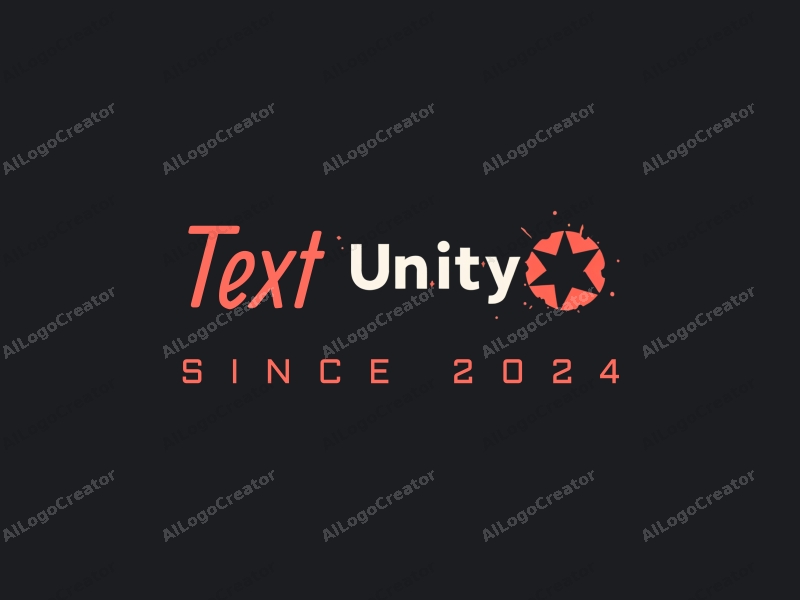 modern design features bold typography, a circular shape representing unity, and gaming elements integrated into the text, combined with a clean black background.