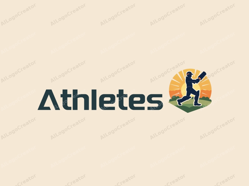 modern design features a dynamic athlete in action, a stylized batsman silhouette, and a sports field background combined with a clean and simple layout.