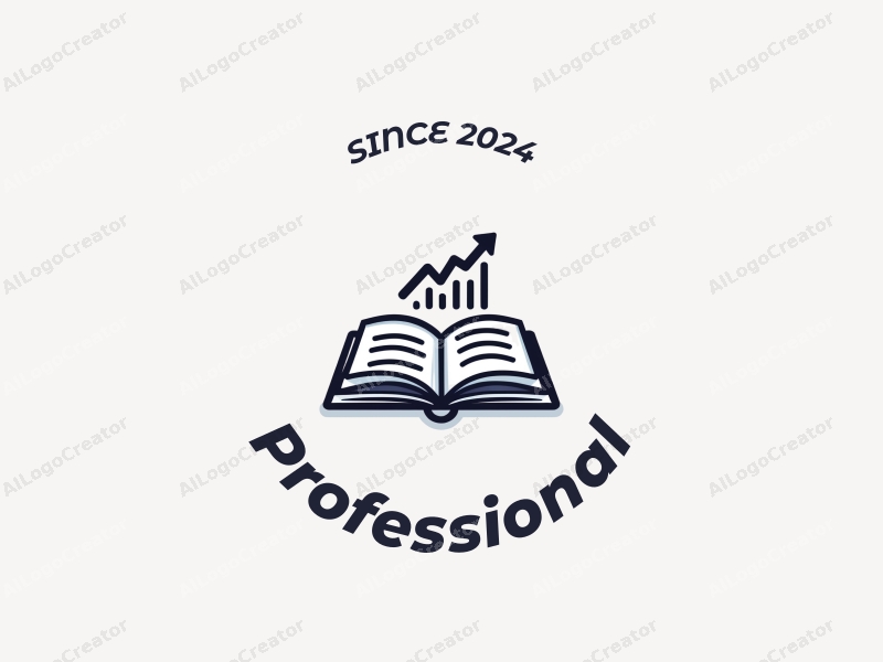 a modern minimalist design featuring stylized books and charts, emphasizing professionalism and rigor, combined with a clean background.