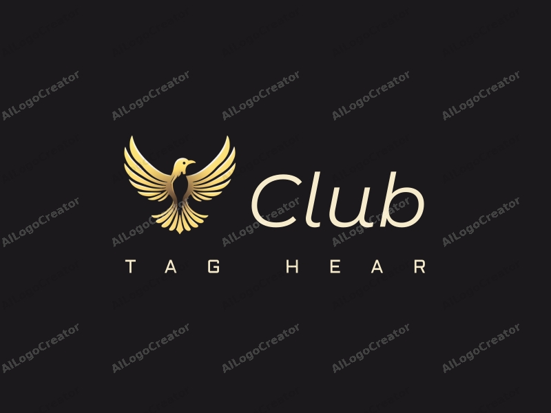 a modern design featuring a stylized bird in flight, symbolizing freedom and social connection, combined with elements representing a club atmosphere, all set against a clean black background.